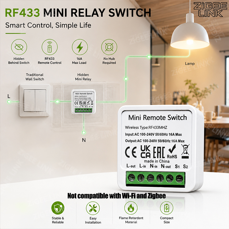 Home Automation Systems Diy - جهاز استقبال ذكي صغير RF433MHz 16A